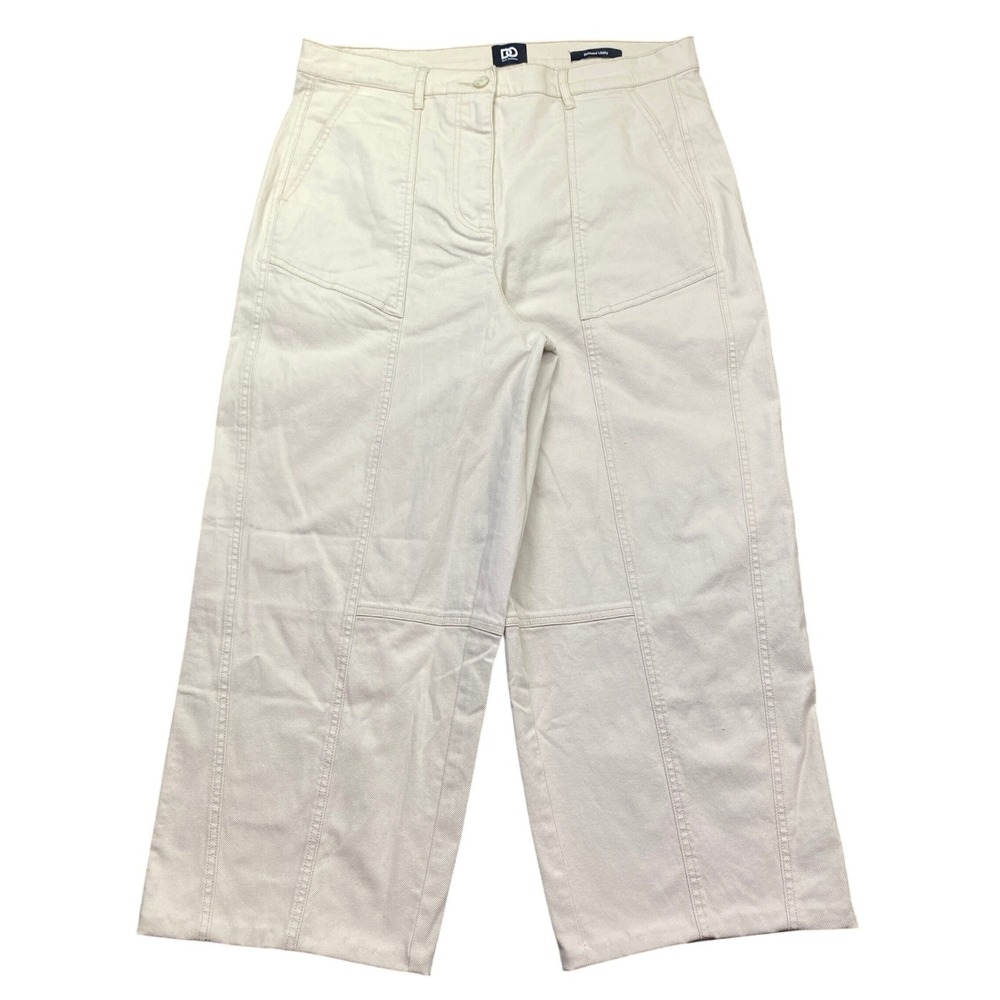 Dee Ocleppo Relaxed Utility Pants Cream Wide Leg Carpenter Trousers Size 14